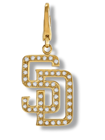 パドレスのSDのロゴの形をしたジュエリーの正面から見た画像