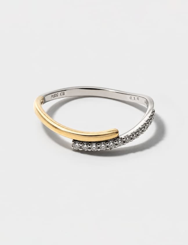 K18 Yellow Gold PT900 Diamond Ring