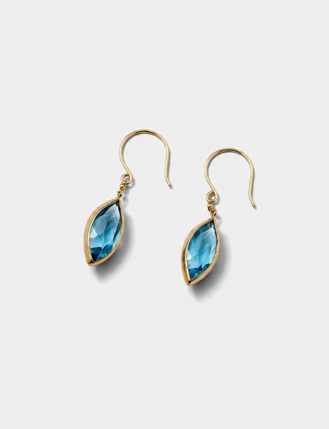 K18 Yellow Gold Blue Topaz Earrings