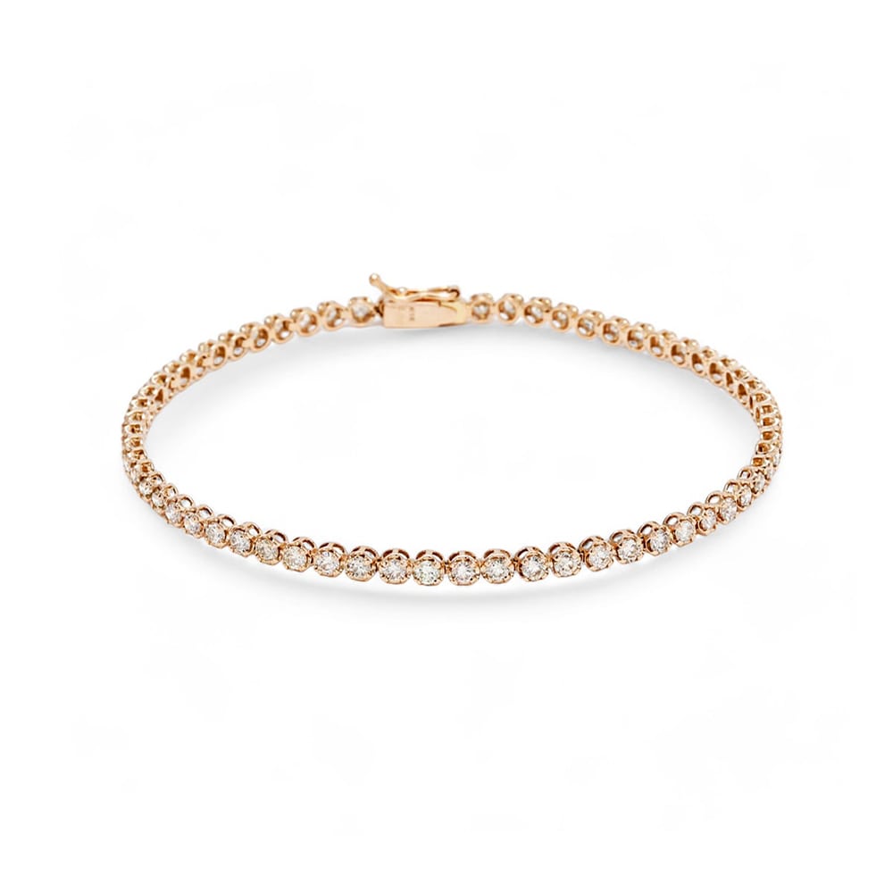 K18PG 玫瑰金钻石网球手链