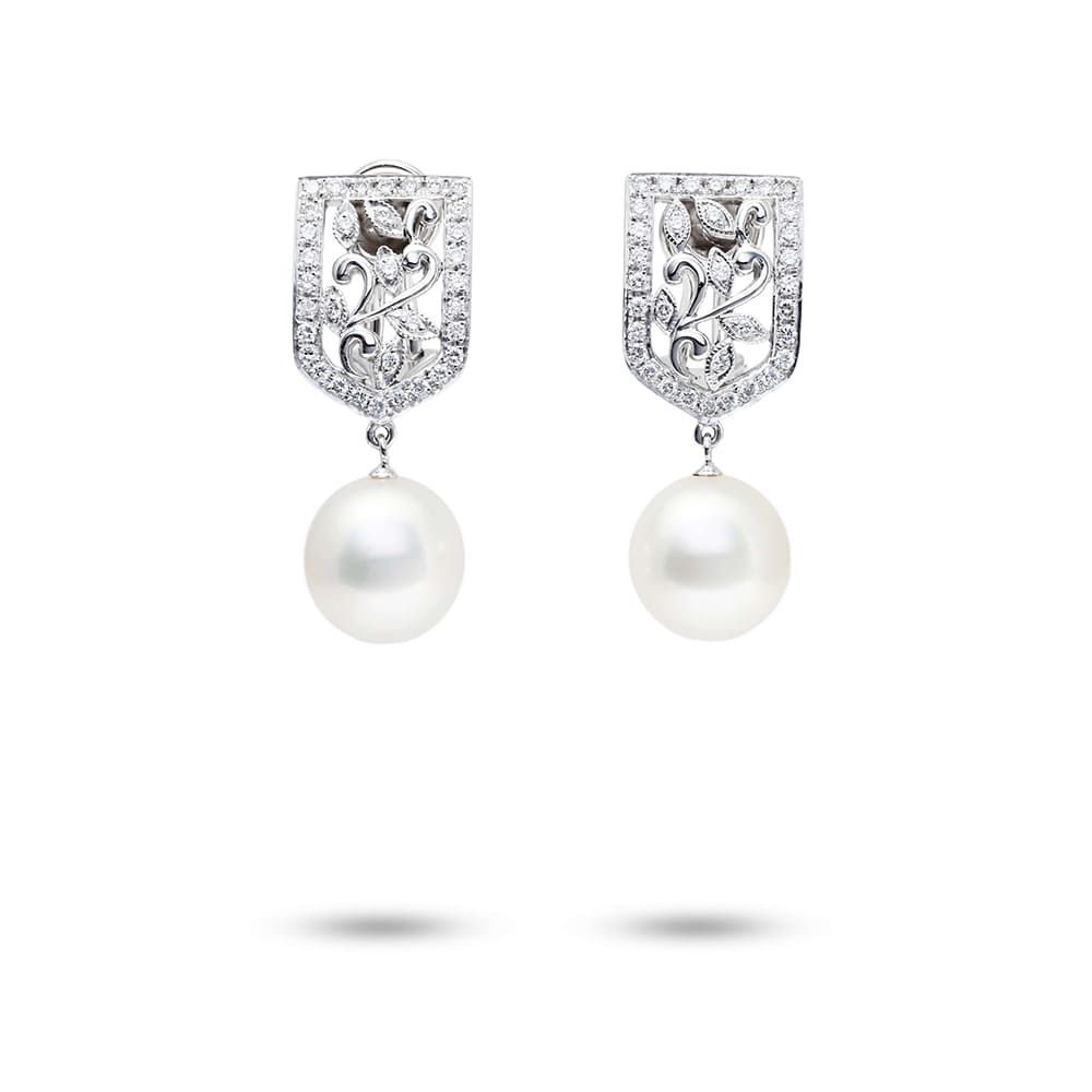 K18WG 白金 K14WG 白蝴蝶珍珠钻石其他耳环