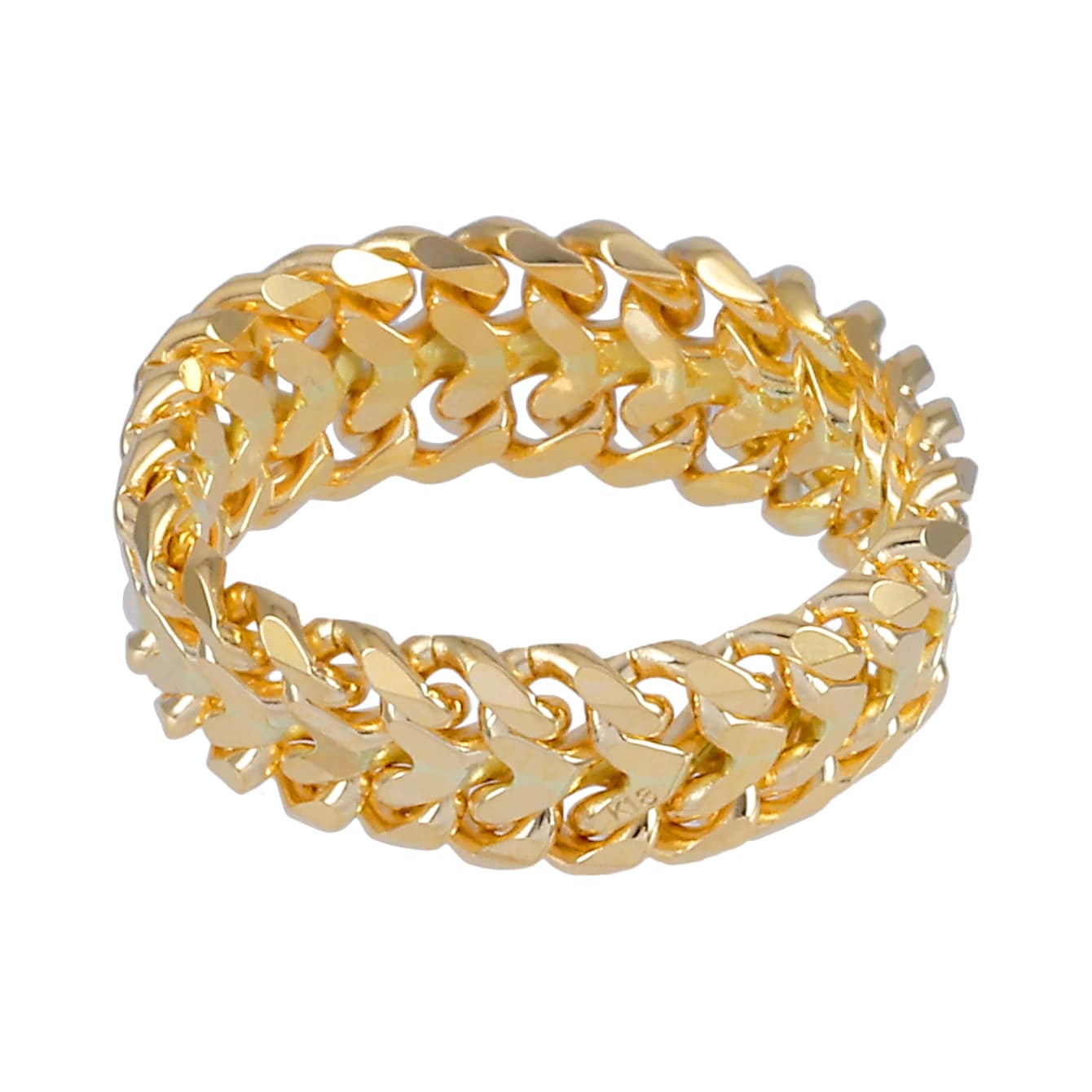 K18YG Yellow Gold Chain Ring Heart Bismarck 1.0 No.2