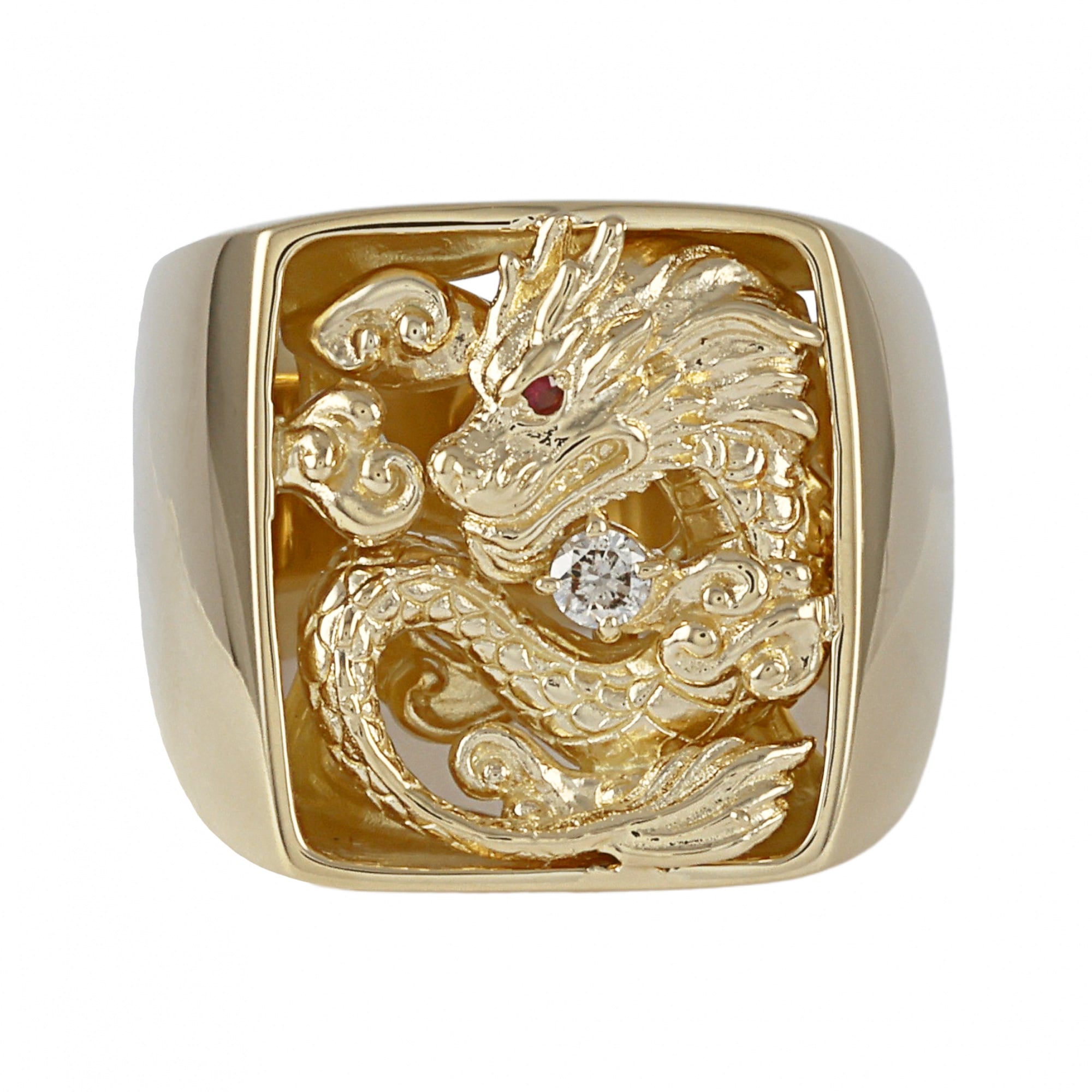 K18YG Yellow Gold Ruby Diamond OTHER Ring Dragon