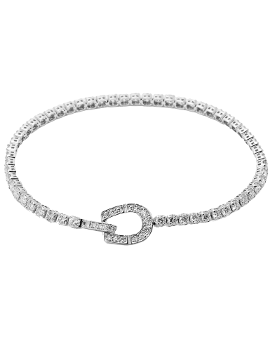 K18WG Diamond Tennis Bracelet Horseshoe Hook