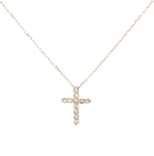 K18YG Diamond Cross Necklace