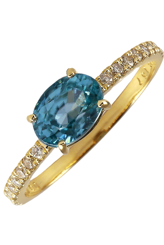 K18YG Blue Zircon Diamond OTHER Ring