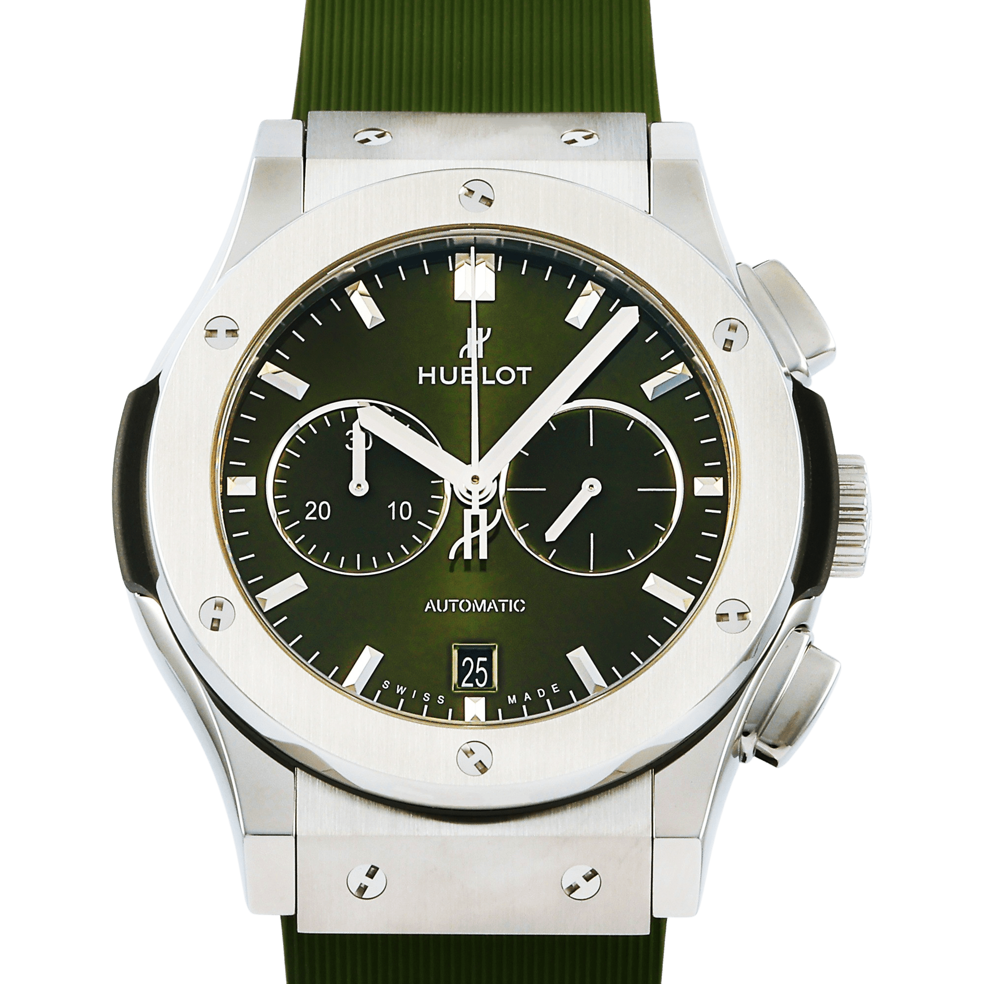HUBLOT Classic Fusion Chronograph Titanium Green 541.NX.8970.RX Green Dial New Men's Watch