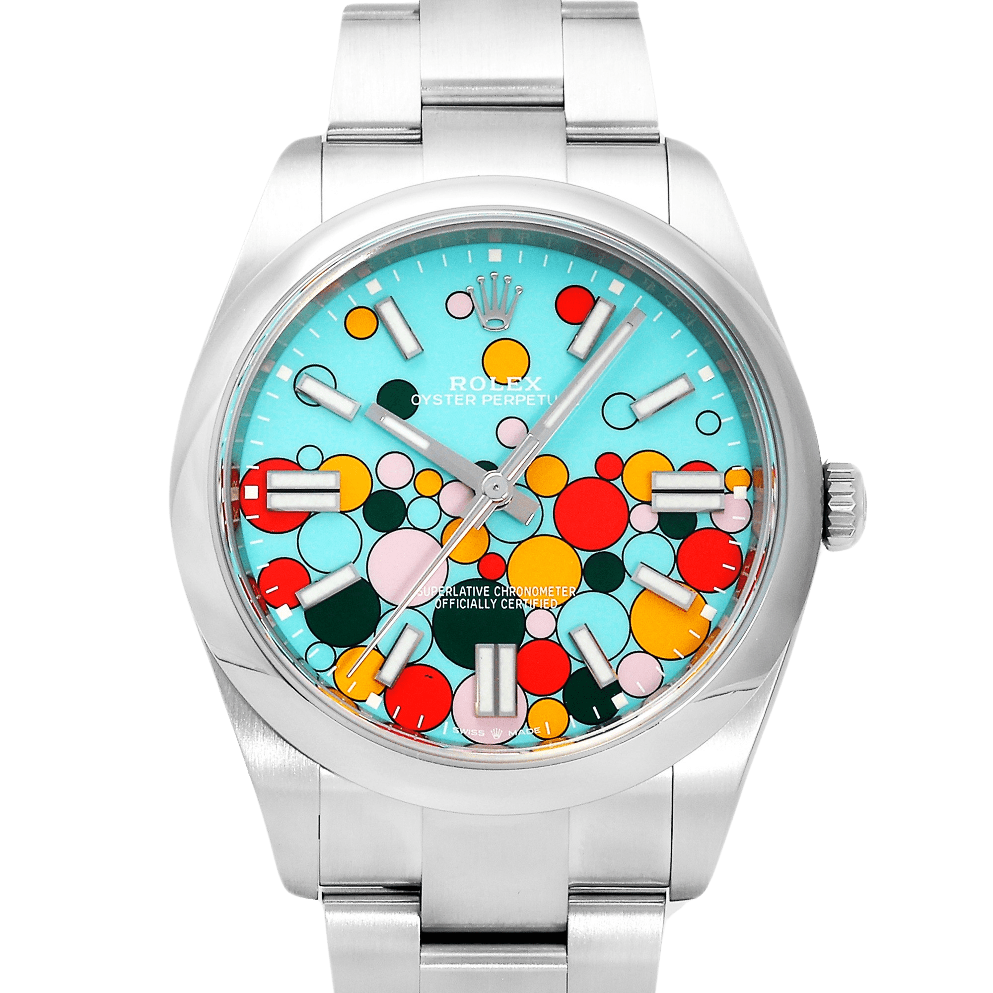 Rolex ROLEX Oyster Perpetual Celebration 124300 Turquoise Blue/Bar Dial Unused Men's Watch