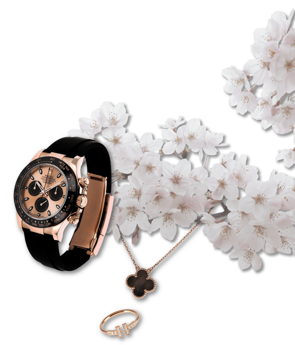 春季集市商品和樱花