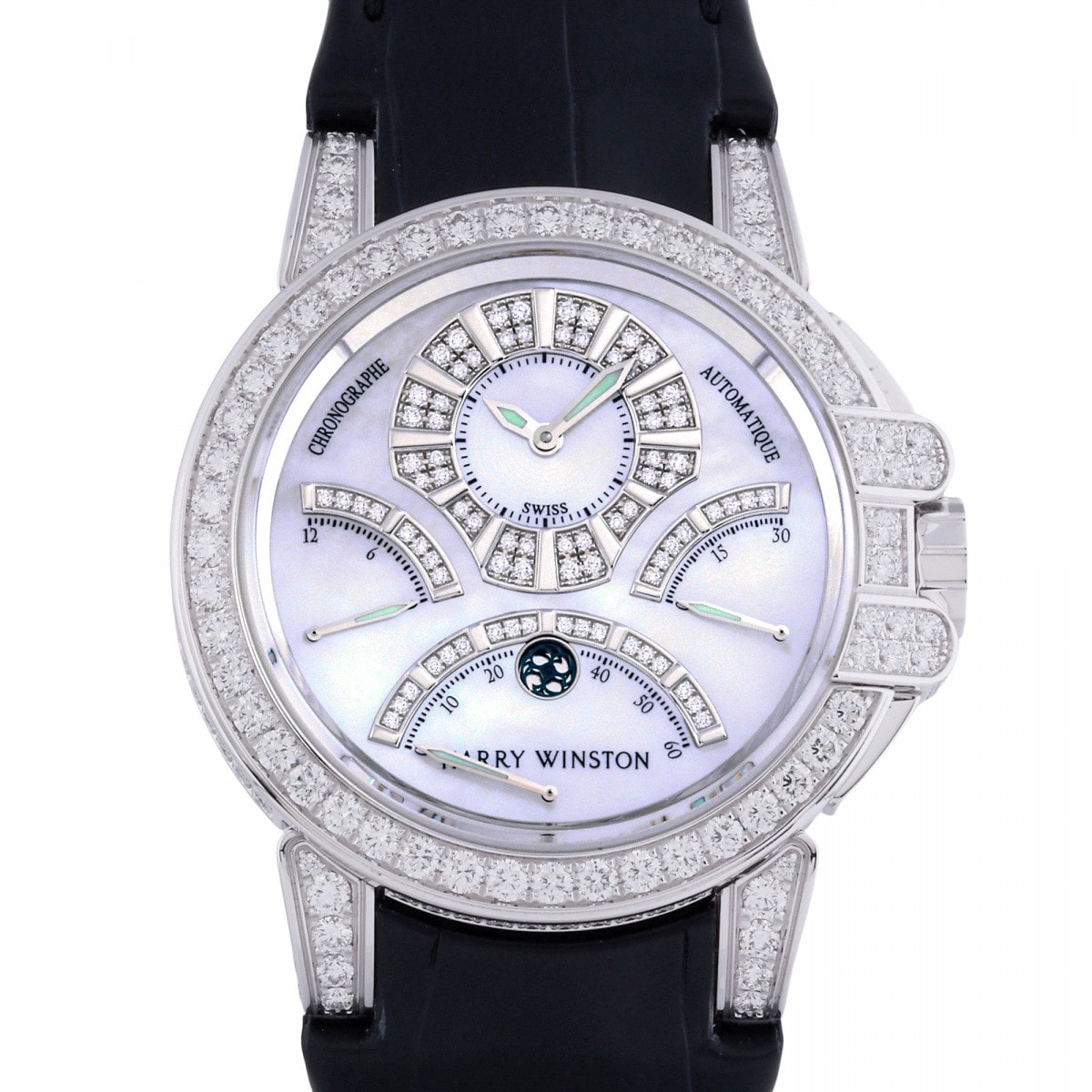 HARRY WINSTON 海洋三逆跳计时码表表壳镶钻 OCEACT44WW002R