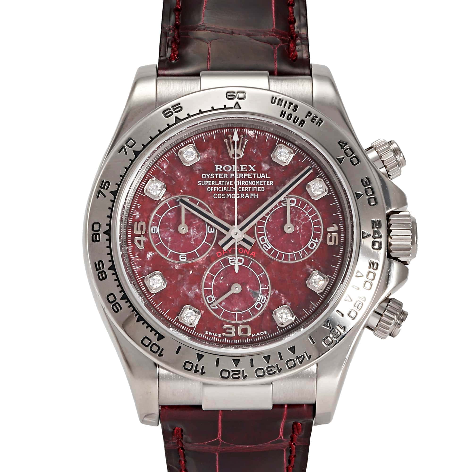 Rolex Cosmograph Daytona 紅碧璽 116519G 紅色錶盤二手手錶男式